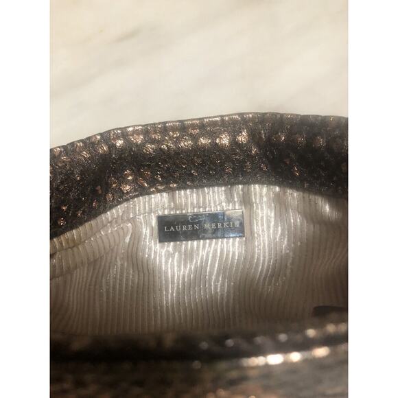 Lauren Merkin Brown Reptile Snakeskin Alligator Print Clutch - Picture 4 of 5